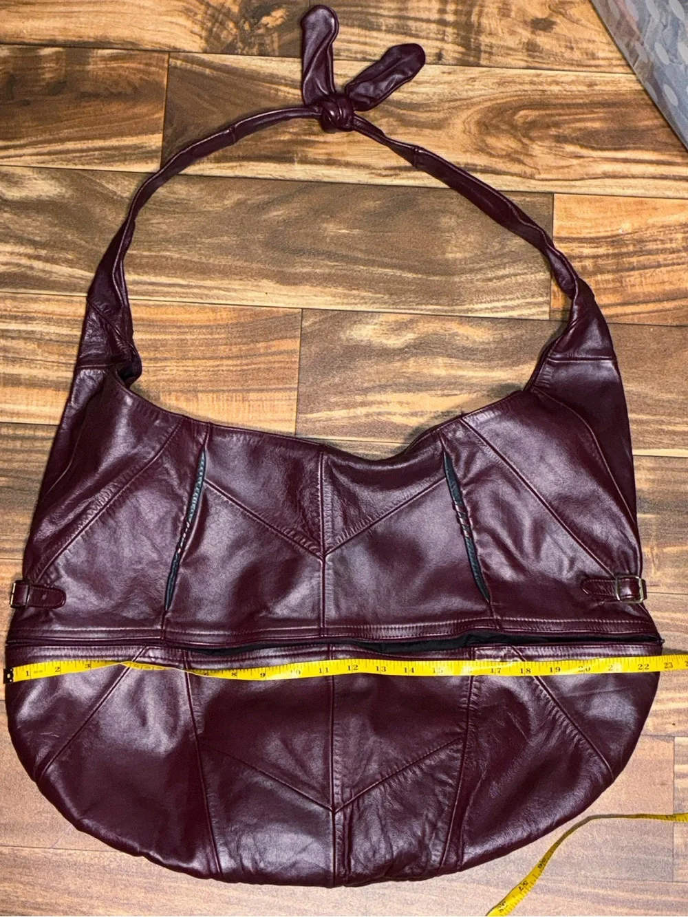 Y2K vtg Monochromatic Patchwork XXL Leather Hobo